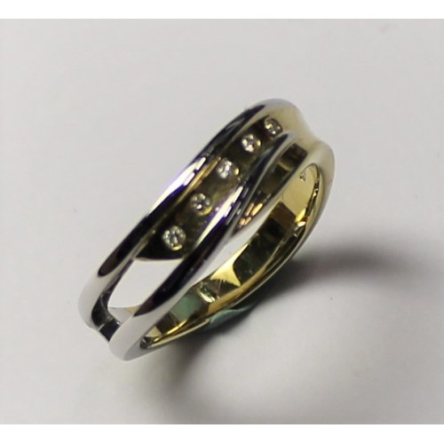 Bicolor gouden fantasie ring met diamant mt.56 - 000040936